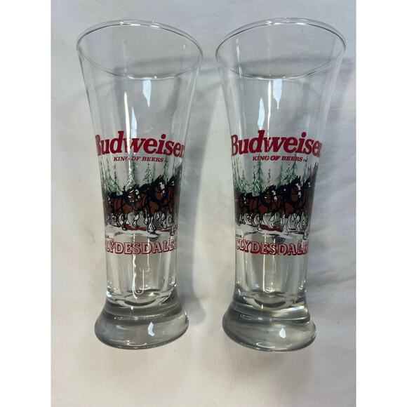 Two Vintage 1990’s Budweiser Clydesdale Beer Glass - Picture 3 of 6